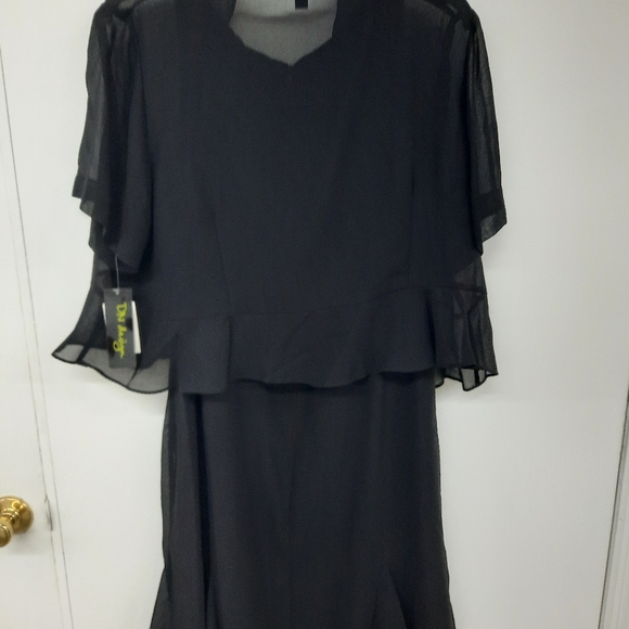 Size 20W 2pc Women's Black Elegant Dress w/  Lightweight Suit Coat Set Outfit - Picture 4 of 9